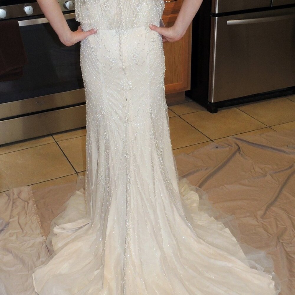BHLDN Jacinda Wedding Gown Size 4, 6, 8 NEW Art Deco 1920's Beaded - Picture 12 of 13
